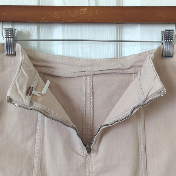 Free People Modern Femme Classic High Waisted Bodycon Denim Mini Skirt Stone 4 - Picture 6 of 9